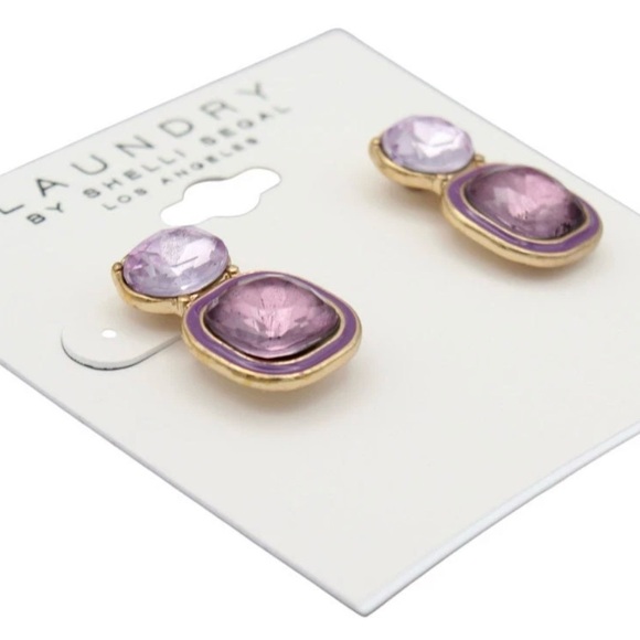Laundry By Shelli Segal Lavender and Plum Earrings - Picture 2 of 3